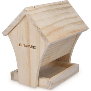 Navaris vogelvoederhuisje bouwpakket van hout – Doe-het-zelf vogelhuisje - Houten voederhuisje om zelf te bouwen - Vogelhuisje knutselset van blank hout