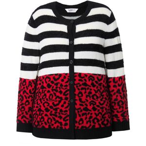 Angel of Style Angel of Style - Dames - Vest straight fit leo/strepen - Fluweelrood - Maat 42+