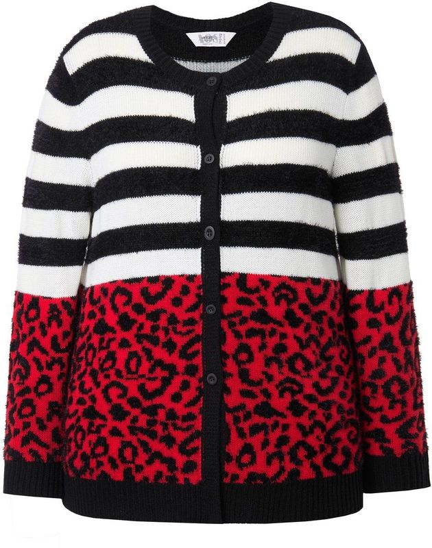 Angel of Style Angel of Style - Dames - Vest straight fit leo/strepen - Fluweelrood - Maat 42+