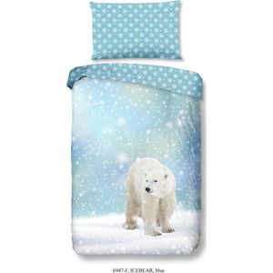 Good Morning Kinderdekbedovertrek ""ijsbeer in de sneeuw"" - Blauw - (135x200 cm) - Katoen Flanel