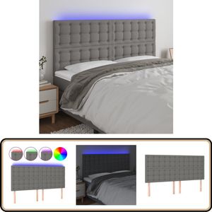 vidaXL LED Hoofdbord - Stof - Donkergrijs - 180 cm Hoofdboard - Led Verlichting - Hoofdkussen - Slaapcomfort - Bedstede