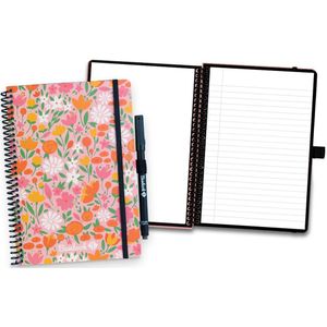 Bambook Floral uitwisbaar notitieboek - A5 - Gelinieerde pagina's - Duurzaam, herbruikbaar whiteboard schrift - Met 1 gratis stift