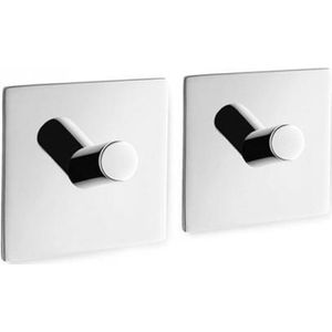 Zack Duplo handdoekhaak 4.2x4.2cm vierkant zelfklevend Hoogglans Gepolijst RVS set van 2