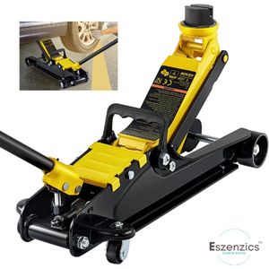 Eszenzics™ Garagekrik Pro7 - Professionele krik - Hydraulisch - Zware stalen uitvoering - 2500kg - Hefboom - 8.5 tot 38 cm - Zwenkwielen - Veilig en getest