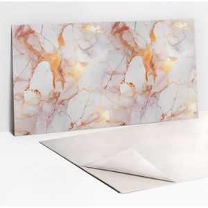 Tulup PVC Wandpaneel - Gouden Marmer Wandpaneel PVC - 100 x 50 cm - Grijs Wandpaneel PVC - 1 stuk - Glamour Muurpaneel - Wandpaneel PVC - Plaktegels Keuken en Badkamer