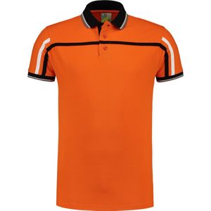 Lemon & Soda polo met tipping en korte mouwen voor heren in de kleur oranje in de maat 3XL.