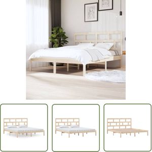 The Living Store Bedframe massief hout 180x200 cm - Houten Bed Frame - Massief Grenenhout Bed - Bed Frame 180x200 - King Size Bed - Modern Bed Frame