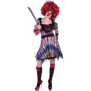 Funny Fashion - Monster & Griezel Kostuum - Akelig Ongezellig Halloween Clown - Vrouw - Multicolor - Maat 44-46 - Halloween - Verkleedkleding