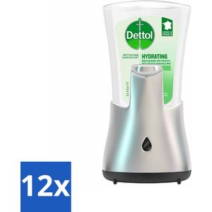 Dettol - Automatische Zeepdispenser - No-Touch Zilver met Aloe Vera - 250 ml - Voordeelverpakking - 12 stuks