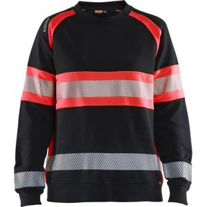 Blaklader 3409-1158 Dames Sweatshirt High Vis - Zwart/High Vis Rood - XS