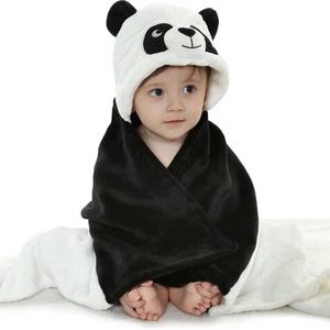 BoefieBoef 2in1 Baby Badcape en Kinder Wikkeldeken met Dieren Capuchon – Fleece Flanel Stof – Peuter Omslagdoek – 0-3 jaar - Kleuter Baby deken - Baby Badjas – Panda