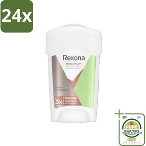 Rexona Women - Deodorant Cream Stick - Maximum Protection Sport Strength - Extra Sterk - 45 ml - Voordeelverpakking - 24 stuks - Deodorant - Bescherming tegen zweet