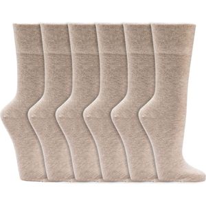 Katoenen sokken | Boord zonder elastiek | Kleur: Beige | Maat: Diverse maten | 6 paar