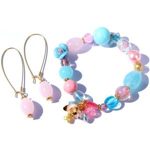 Jewellicious Designs Lovely Pink & Aqua geluksarmband & oorbellen voor Pink Ribbon