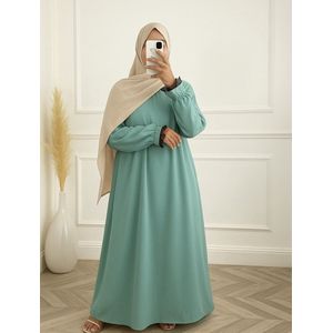 Dames lange jurk mintgroen-groen- jurk L/XL- kanten mouwen-abaya-modest- dames jurk- lange mouwen- groene jurk- pofmouwtjes- lange abaya groen-mintgroene jurk- dames jurk mintgroen- moslima