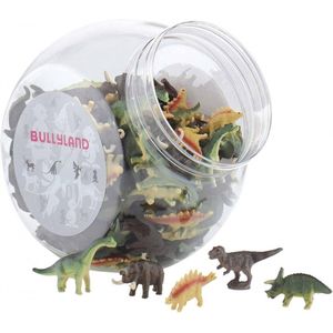 Bullyland - Micro Dinosaurus assortiment in doorzichtige pot met deksel - 120 stuks - Speelfiguurtjes - Taarttoppers