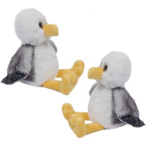 Pia Soft Toys Knuffeldier Meeuw - 2x - zachte pluche stof - premium kwaliteit knuffels - Vogels - 16 cm - Meeuwen