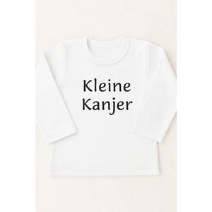 Baby T-Shirt met Tekst 'Kleine Kanjer' – Maat 62 – Wit T-Shirt – Origineel Kraamcadeau voor Jongen of Meisje – Babykleding – Lange Mouwen