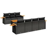 vidaXL - 8-delige - Loungeset - met - kussens - poly - rattan - zwart