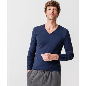 Damart - T-shirt met V-hals in interlock mesh Thermolactyl - Heren - Blauw - (126-133) 3XL