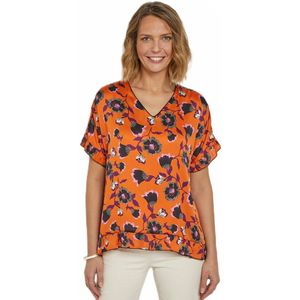 Satijnen gebloemde tuniek met ruches