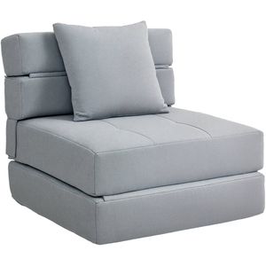 HOMCOM Slaapstoel - Lichtgrijs - Inklapbaar - 2-in-1 Design