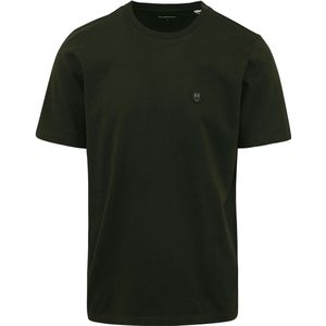 KnowledgeCotton Apparel T-shirt Donkergroen - Heren - Print T-shirts