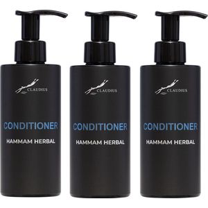 Hairconditioner Hammam Herbal 300 ml - met pomp - zwarte fles - set van 3 stuks - Voordeelverpakking
