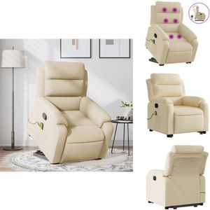 vidaXL Sta-op-massagestoel - Sta-op-massagestoelen - Sta-opstoel - Sta-op Stoel - Sta-op-massagestoel verstelbaar stof crèmekleurig