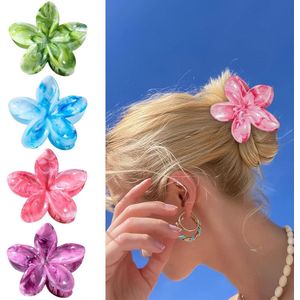 Plumeria's Hairpins Flower Hair Clips Artistic Multi-Color Lubrication Patterns Barrettes Beach Tropical Hair Accessories - Hawaii