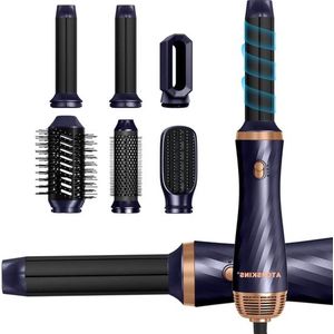 Föhnborstel 1000 W Airstyler Stylingborstelset 6-in-1 warmluchtborstelset negatieve ionen haarstyler met airstyler krultang - föhnborstel stijlborstel Air Styler Thermal Brush haardrogerset