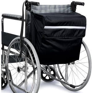 Rolstoeltas met reflectiestreep - Waterdicht -Ggrote Opbergtas - Geschikt voor Rolstoel, Scootmobiel & Rollator - Zwart - Rrolstoelaccessoires