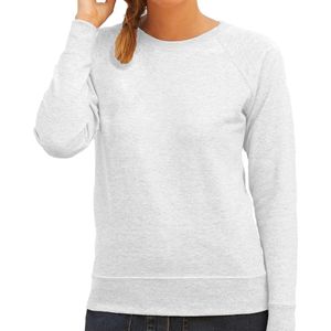 Grijze sweater / sweatshirt trui met raglan mouwen en ronde hals voor dames - grijs - basic sweaters 2XL