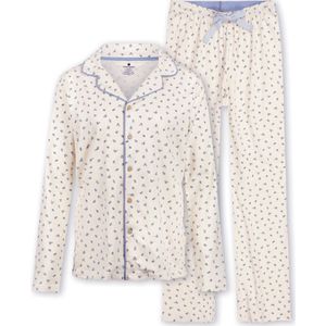 Little Label - donna klassieke pyjama dames - roosjes blauw - XS/ 34 - extra zachte bio-katoen