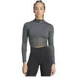 adidas - Hyperglam Ribbed Full Zip Top - Grijs - Dames