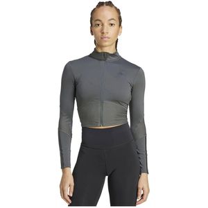 adidas - Hyperglam Ribbed Full Zip Top - Grijs - Dames