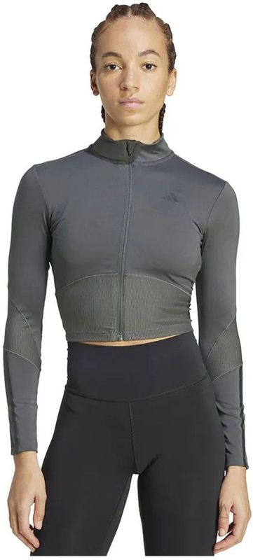 adidas - Hyperglam Ribbed Full Zip Top - Grijs - Dames