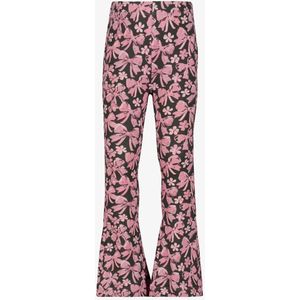 TwoDay flared meisjes broek met bloemenprint roze zwart - Maat 122/128