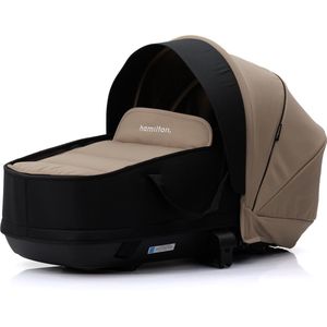 Hamilton by Yoop Premium Bassinet – Draagbare wieg voor baby – Eenvoudig monteerbare reiswieg voor de kinderwagen – Ruim en comfortabel reisbed met optimale luchtcirculatie – Uittrekbare zonnekap – Met buggy adapters – Kaki