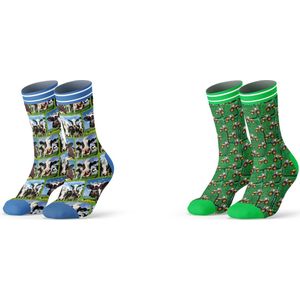 Sock My Feet geschenkdoos sokken heren 39 42 - cadeau voor man - duurzaam - naadloos - Tractor Cow