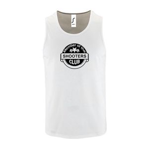 Witte Tanktop sportshirt met ""Member of the Shooters club"" Print Zwart Size L