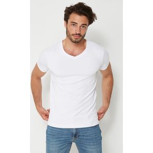T-shirt SS V-neck 2-Pack Mannen - White/White - Maat XL