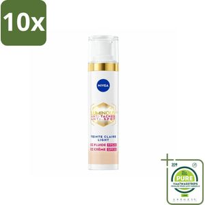 10 x NIVEA - Cellular LUMINOUS630 CC Crème Licht - Gekleurde Dagcrème - Tegen Pigmentvlekken - SPF 30 - 40 ml - Grootverpakking - Gekleurde Dagcrème - Anti-pigmentvlekken - CC Cream - NIVEA Cellular LUMINOUS630 - SPF 30