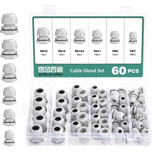 Verstelbare Waterdichte Kabelwartels - Nylon Kabelconnectoren voor Diverse Toepassingen (60 Stuks)