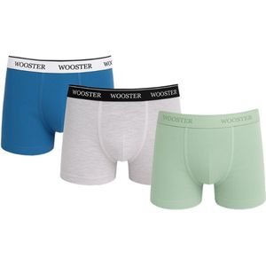 3-Pack Jongens Boxershorts - Blauw-Grijs-Groen - Maat 7/8 jaar (122/128)