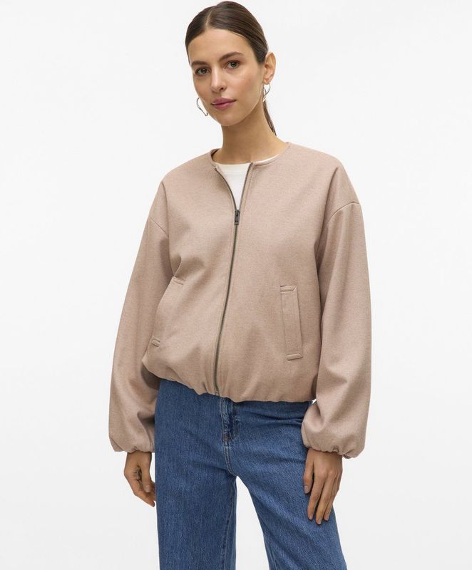 Vero Moda - Vmtilika Ls Brushed Jacket - Jas - Silver Mink/Melange - Dames