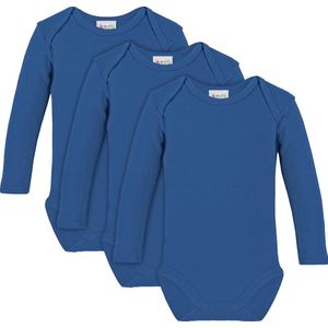 Link Kidswear - Jongens lange mouw romper van biologisch katoen - maat 50/56 - deep royal blauw - 3 stuks