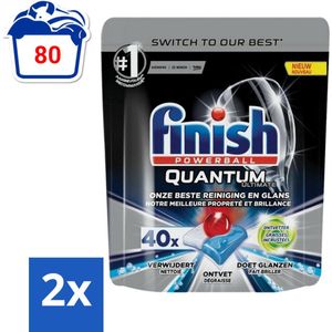 Finish Powerball - Quantum Ultimate - Vaatwastabletten - Ontvetter - 40 Tabletten - Voordeelverpakking - 2 stuks