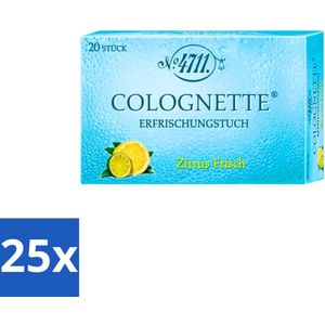 25 x 4711 - Verfrissingsdoekjes - Verfrissende Citroengeur - 20 Doekjes - 4711 Lemon Verfrissingsdoekjes - Verfrissingsdoekjes - Eau De Cologne Doekjes - Citroengeur - Verfrissende Doekjes