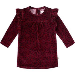 Your Wishes Panther Ruffle Sweater Dress - Feestjurk - Rood - Velvet - Meisjes - Maat: 98/104